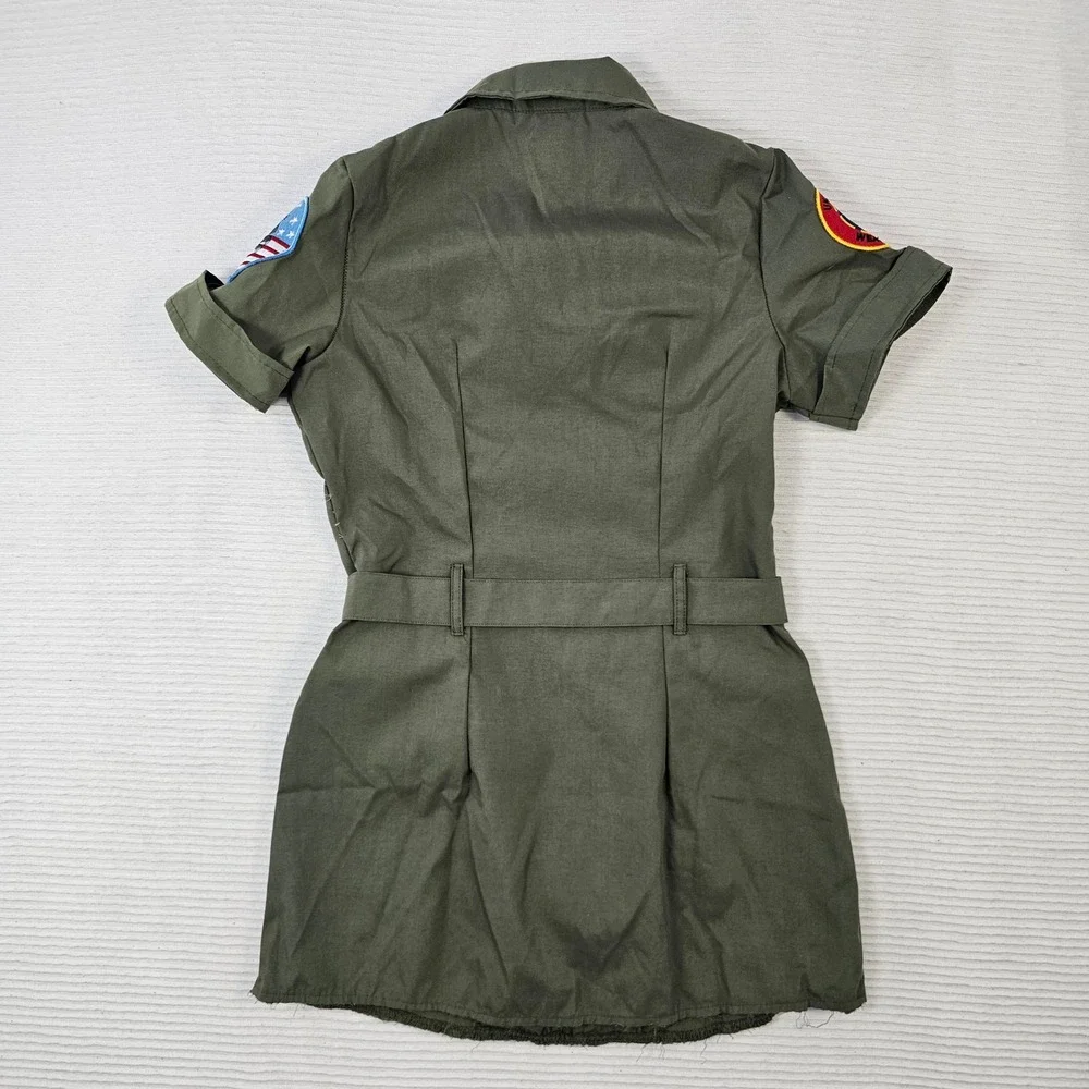 Leg Avenue Top Gun Goose Flight Dress Costume Olive Green Patches Womens Medium - Picture 12 of 12